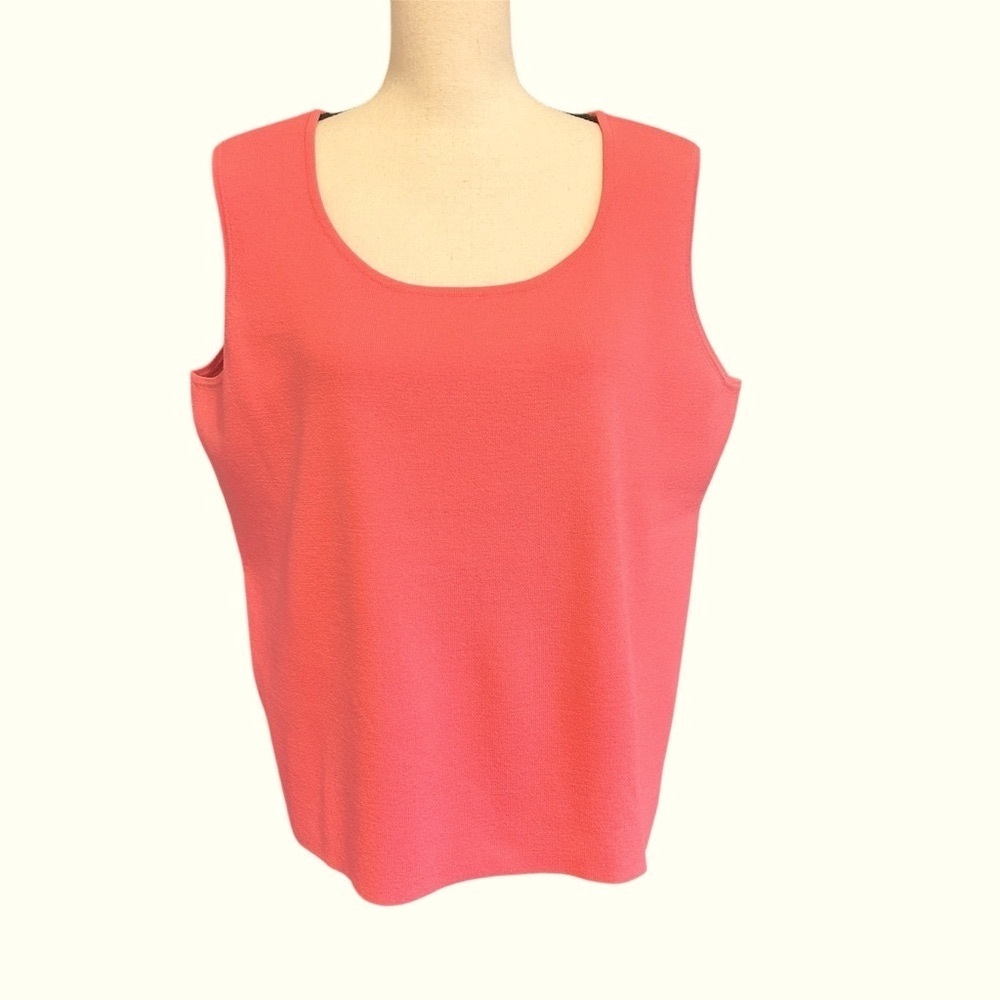 Vintage Talbots Coral Pink Knit Shell 1X | Scoop Neck Sleeveless Sweater
